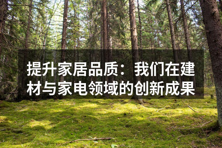 提升家居品质：我们在建材与家电领域的创新成果